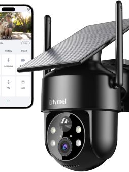 Solar Security Cameras Wireless Outdoor, 2K 360° View Cameras for Home Security, Color Night Vision, AI & PIR Motion Detection, 2-Way Audio, Spotlight Siren Alarm, IP65, SD/Cloud Storage