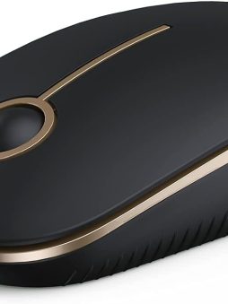 VssoPlor Wireless Mouse, 2.4G Slim Portable Computer Mice with Nano Receiver for Notebook, PC, Laptop, Computer (Black and Gold)
